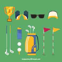 Vector gratuito colección de elementos de golf en estilo flat