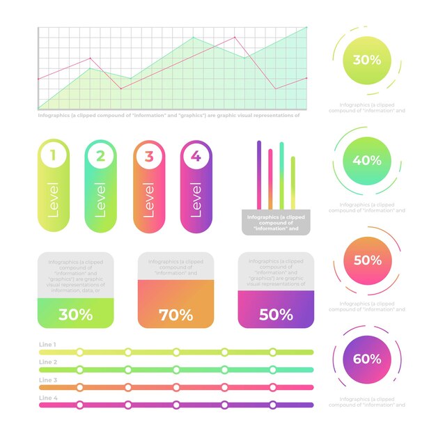 Colección de elementos de gradiente de infografía