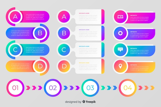 Colección de elementos de gradiente de infografía