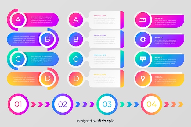 Colección de elementos de gradiente de infografía