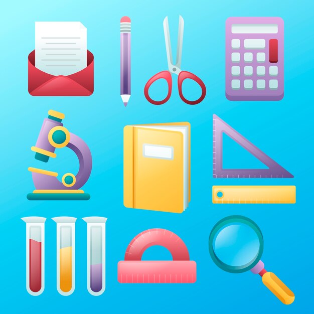 Colección de elementos gradientes para la celebración del día del conocimiento