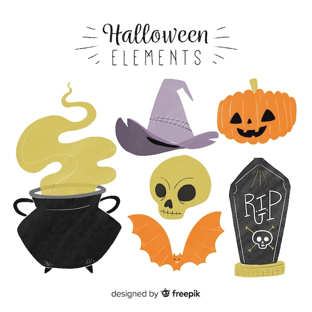 Vector gratuito colección de elementos de halloween