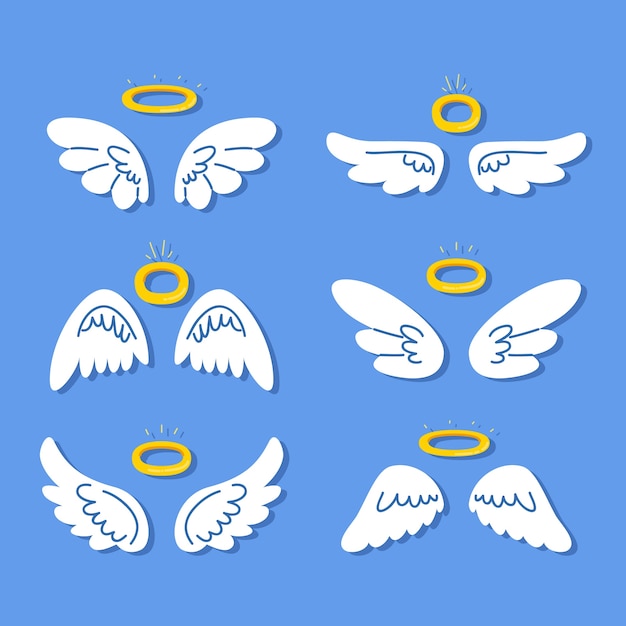 Vector gratuito colección de elementos de halo de ángel dibujados a mano