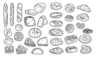 Vector gratuito colección de elementos handrawn para panadería.