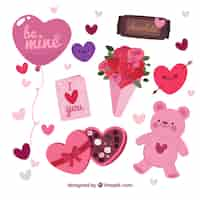 Vector gratuito colección de elementos hechos a mano del día de san valentín