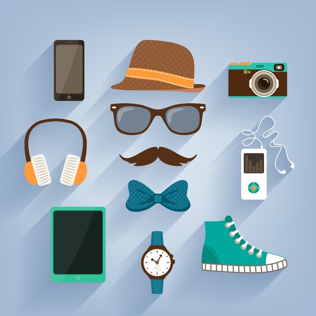 Colección de elementos hipster
