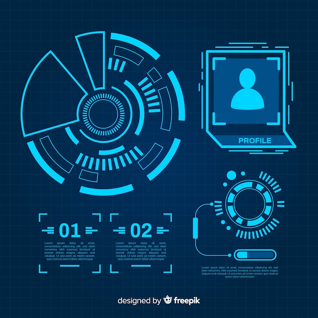 Colección elementos infografía azules futuristas