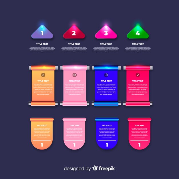 Colección de elementos de infografía brillante realista