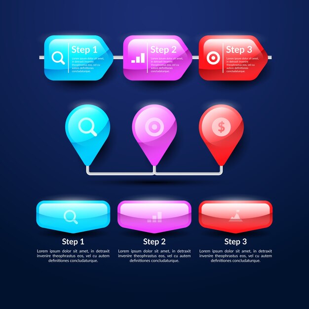Colección de elementos de infografía brillante realista