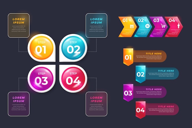 Colección de elementos de infografía brillante realista