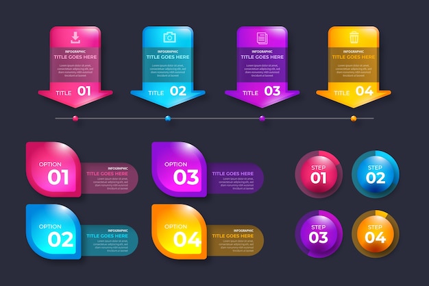 Colección de elementos de infografía brillante realista