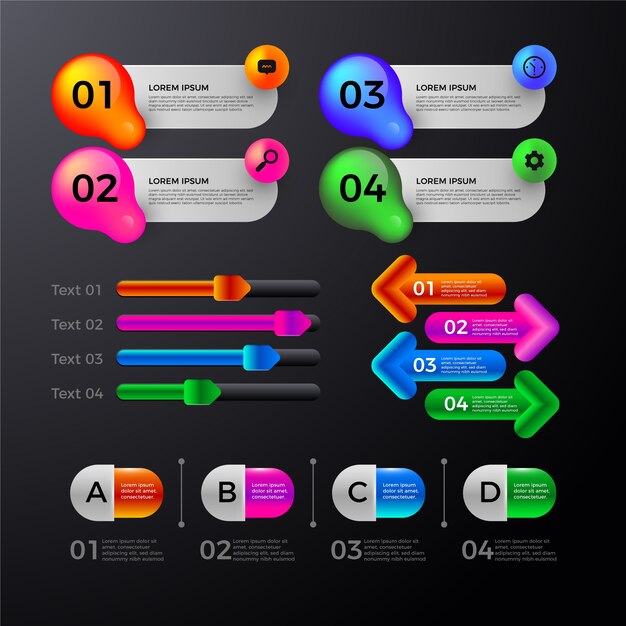 Colección de elementos de infografía brillante realista