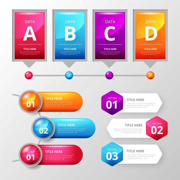Colección de elementos de infografía brillante realista