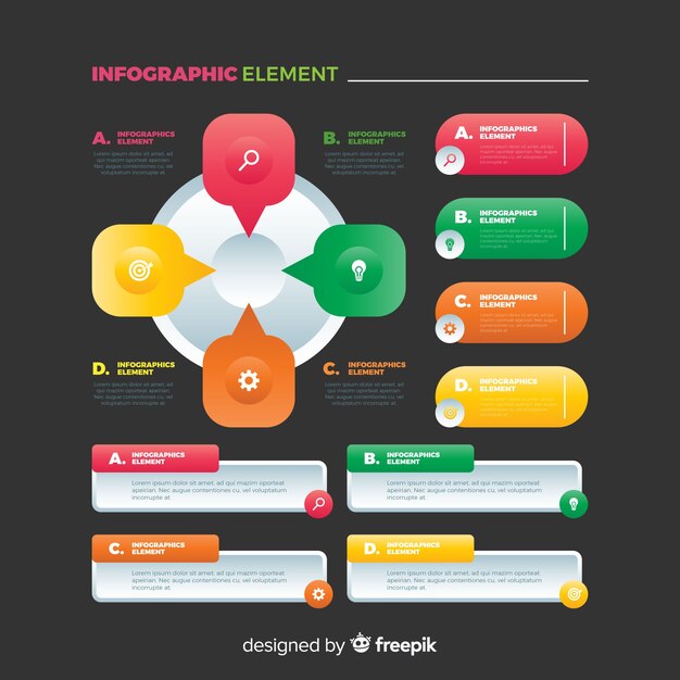 Colección de elementos de infografía de colores planos