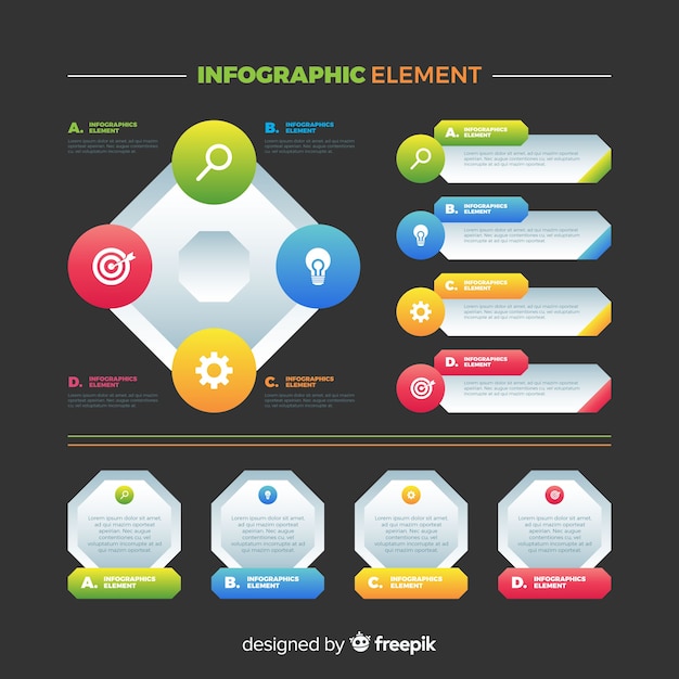 Colección de elementos de infografía de colores planos