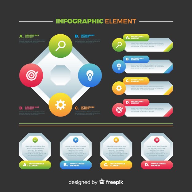 Colección de elementos de infografía de colores planos