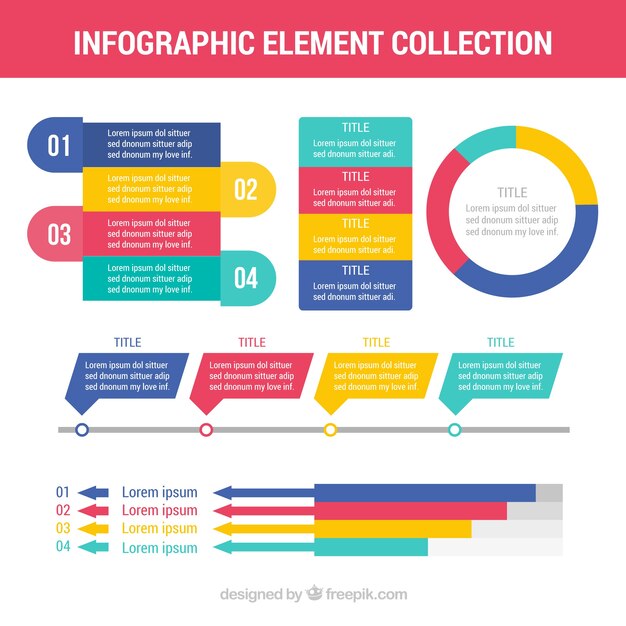 Colección de elementos de infografía coloridos en estilo hecho a mano