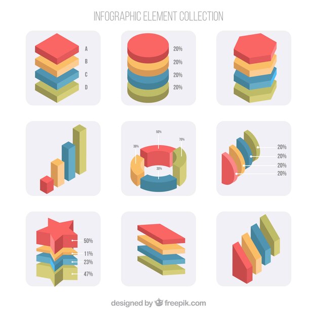 Colección de elementos de infografía coloridos en estilo plano