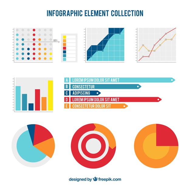 Colección de elementos de infografía coloridos en estilo plano