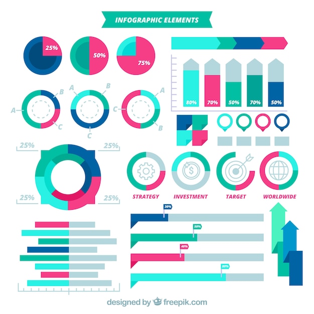 Colección de elementos de infografía coloridos en estilo plano
