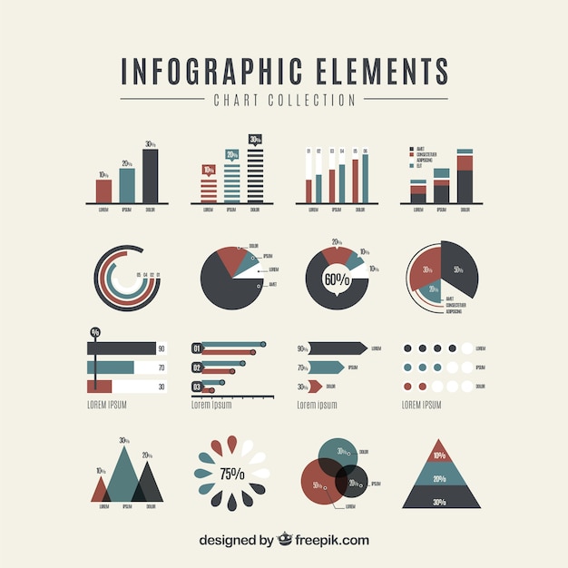 Colección de elementos de infografía coloridos en estilo plano