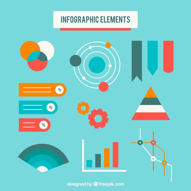 Colección de elementos de infografía coloridos en estilo plano