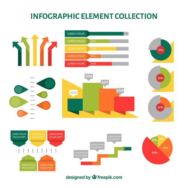 Colección de elementos de infografía coloridos en estilo plano
