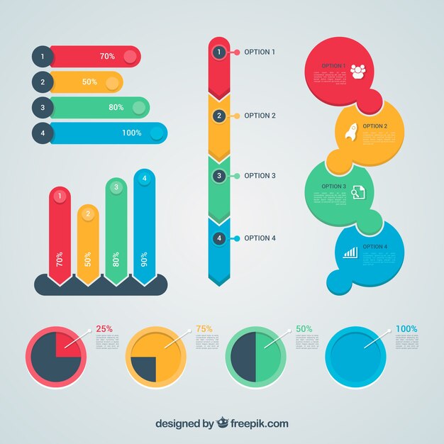Colección de elementos de infografía coloridos en estilo plano