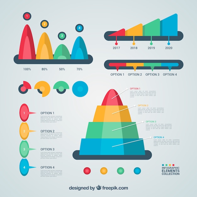 Colección de elementos de infografía coloridos en estilo plano