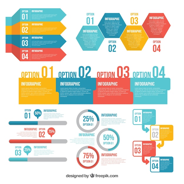 Colección de elementos de infografía coloridos en estilo plano