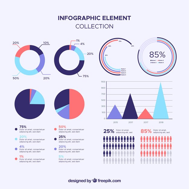 Colección de elementos de infografía coloridos en estilo plano