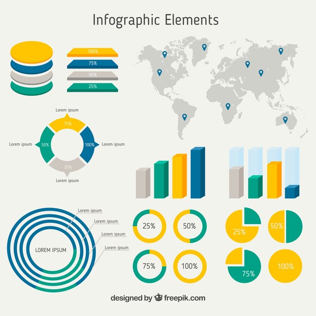 Colección de elementos de infografía coloridos en estilo plano