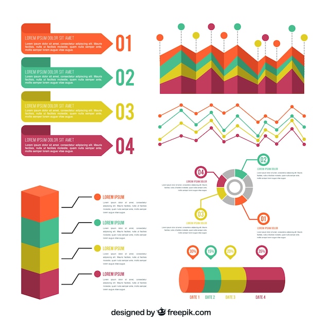 Vector gratuito colección de elementos de infografía coloridos en estilo plano