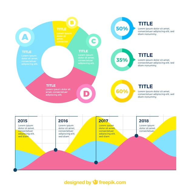 Vector gratuito colección de elementos de infografía coloridos en estilo plano