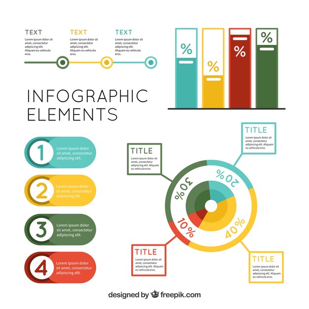 Colección de elementos de infografía coloridos en estilo plano