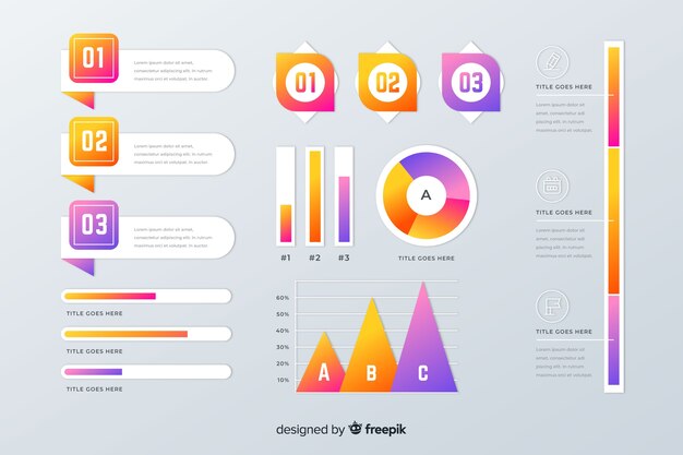 Colección de elementos de infografía degradado.