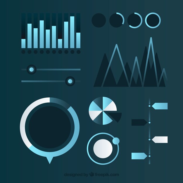 Colección de elementos de infografía degradados