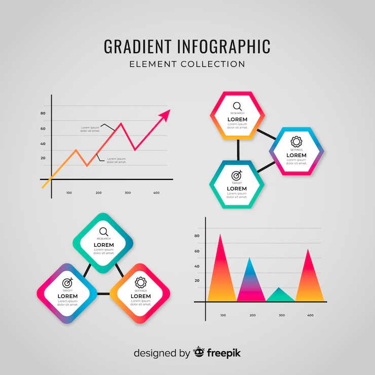Vector gratuito colección de elementos de infografía degradados