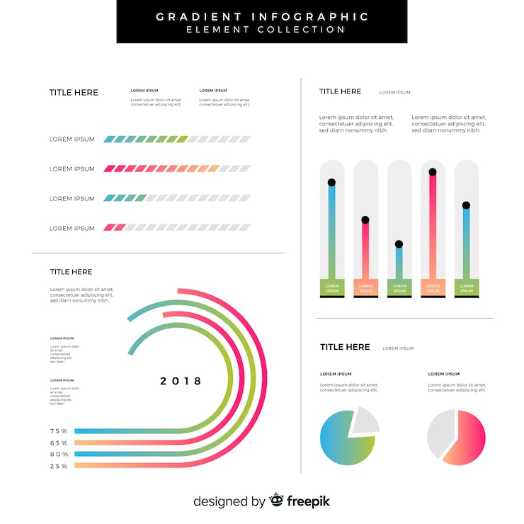 Vector gratuito colección de elementos de infografía degradados