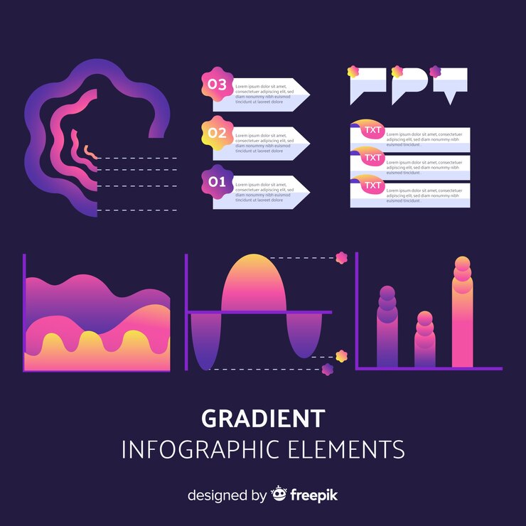 Vector gratuito colección de elementos de infografía degradados