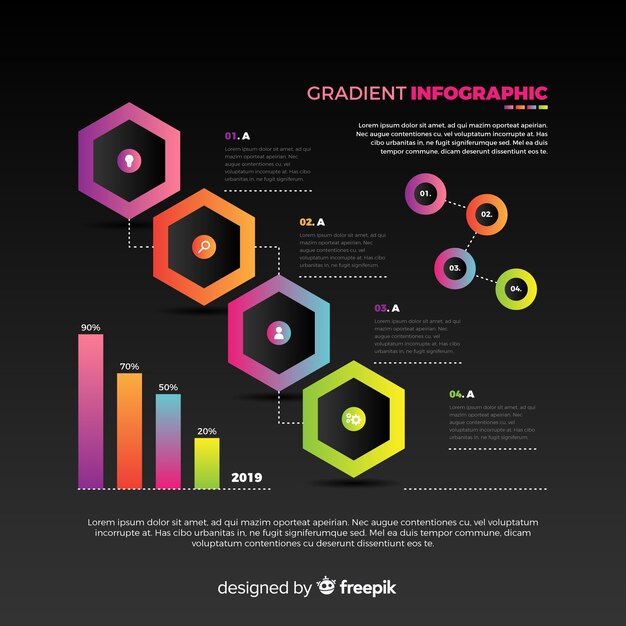 Colección elementos infografía degradados