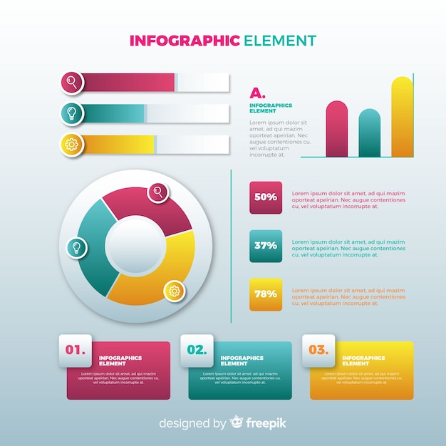 Colección elementos infografía degradados