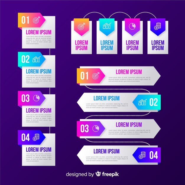 Colección elementos infografía degradados