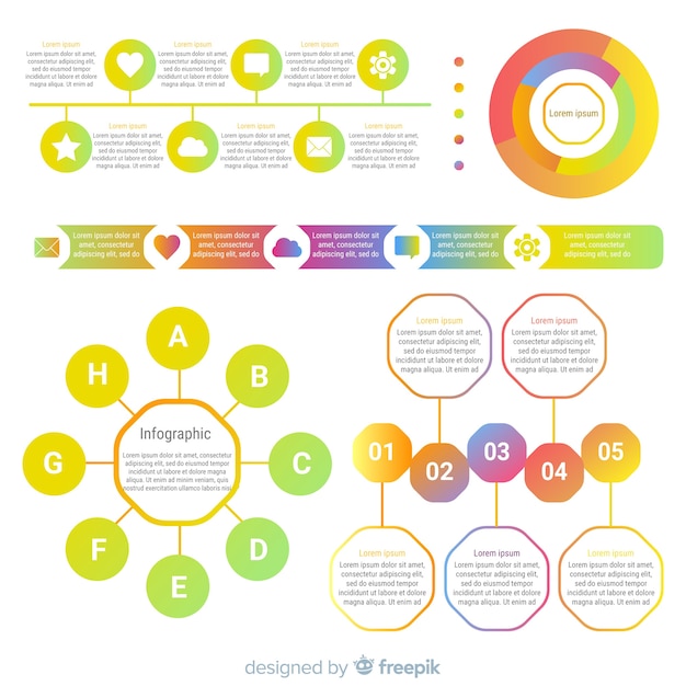 Colección elementos infografía degradados