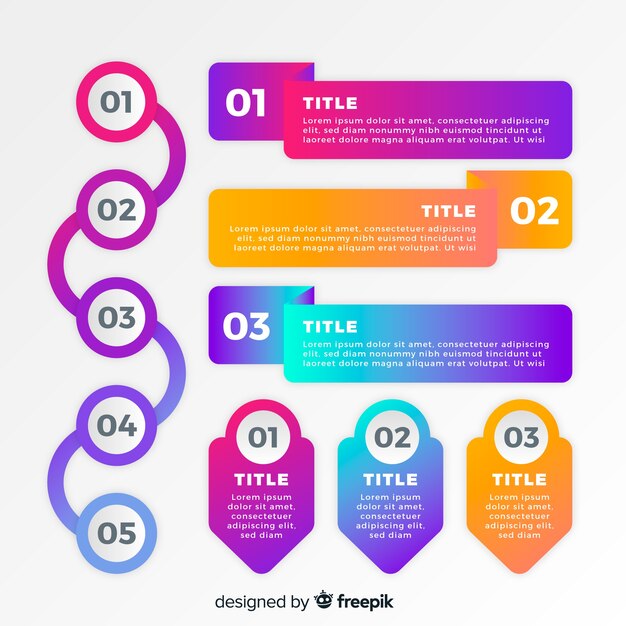 Colección elementos infografía degradados