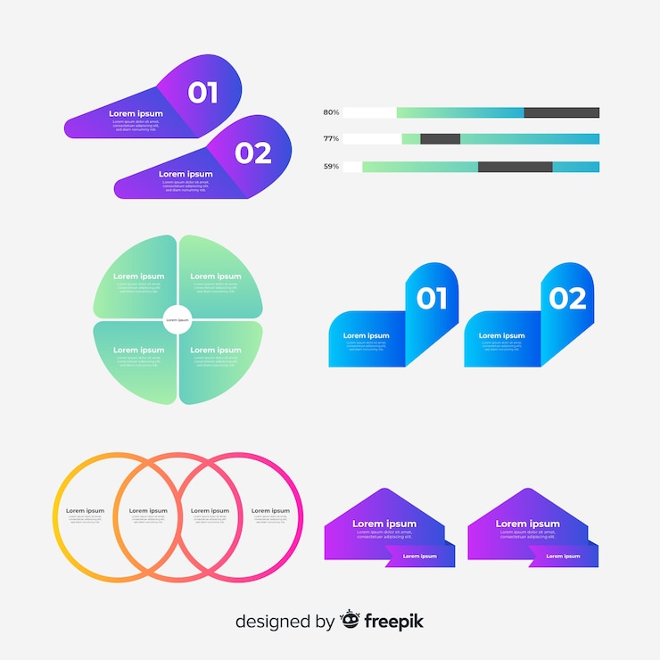 Vector gratuito colección de elementos de infografía degradados