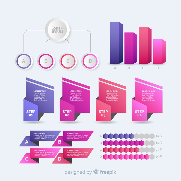 Vector gratuito colección de elementos de infografía degradados