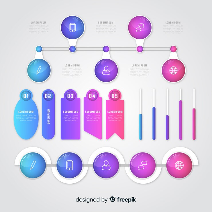 Vector gratuito colección de elementos de infografía degradados