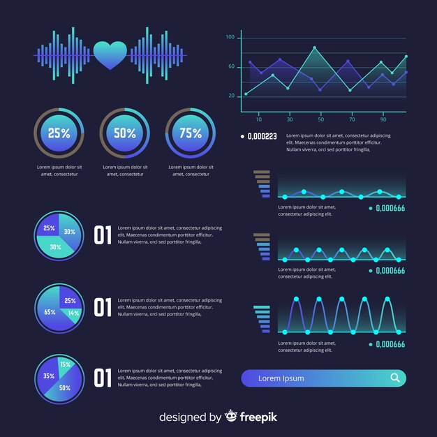 Colección de elementos de infografía con degradados