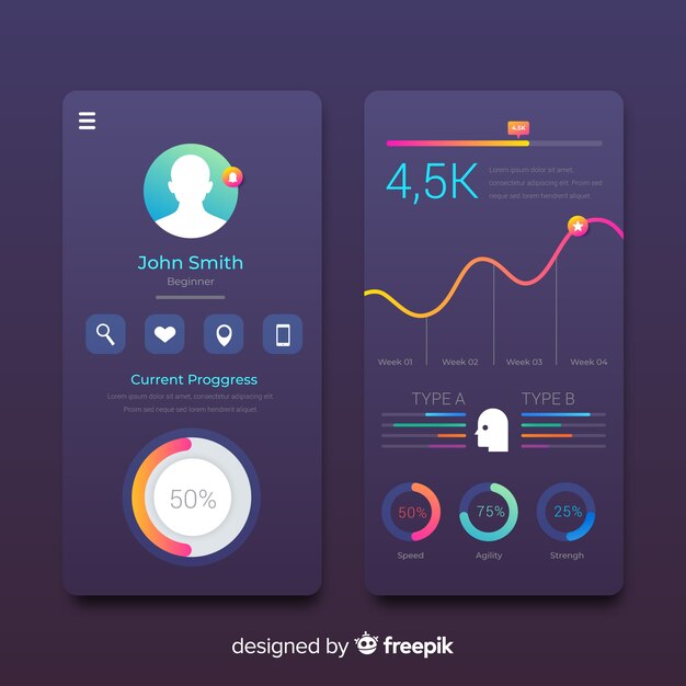 Colección de elementos de infografía con degradados